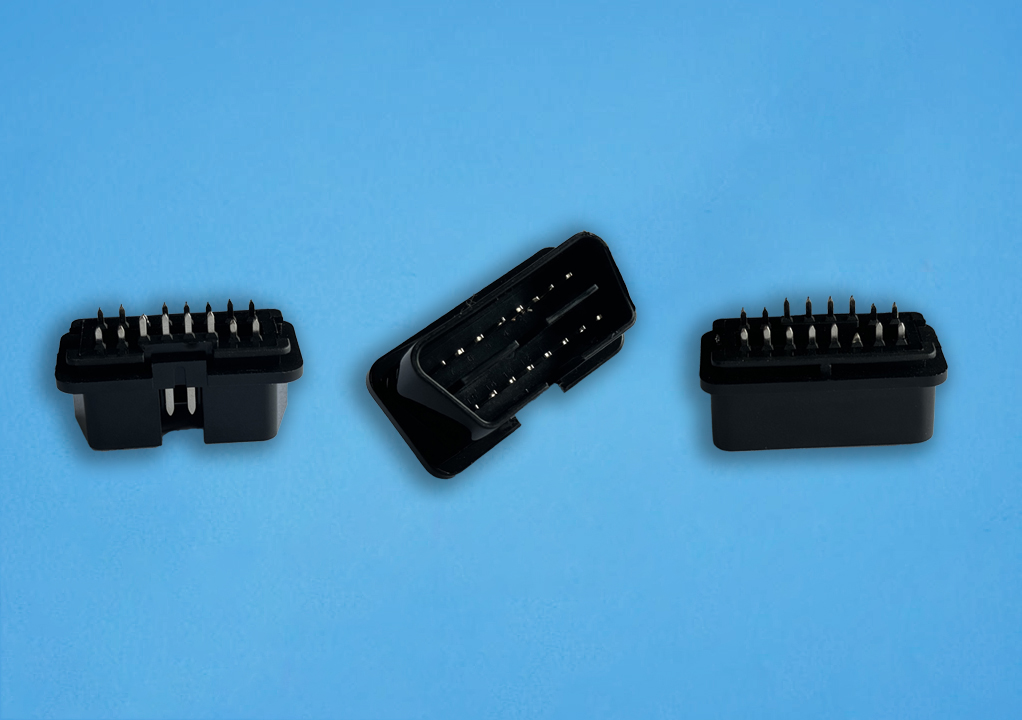 OBD双舌片塑弹16pin 公头